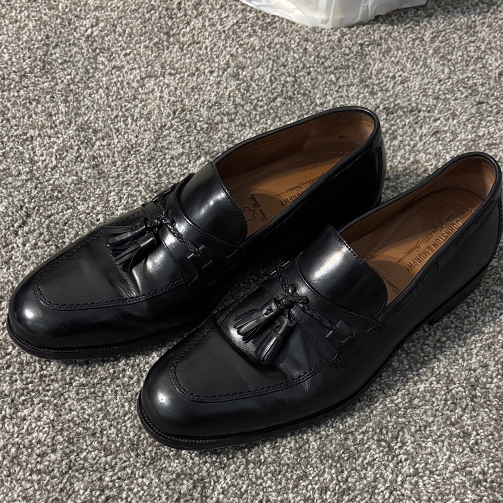 Johnston & Murphy Black Leather Tassel Loafers